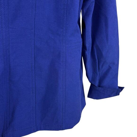 Chicos Alicia Textured Jacket Blazer Stretch Cotton Blend Blue Womens sz 2 / L - Picture 12 of 16
